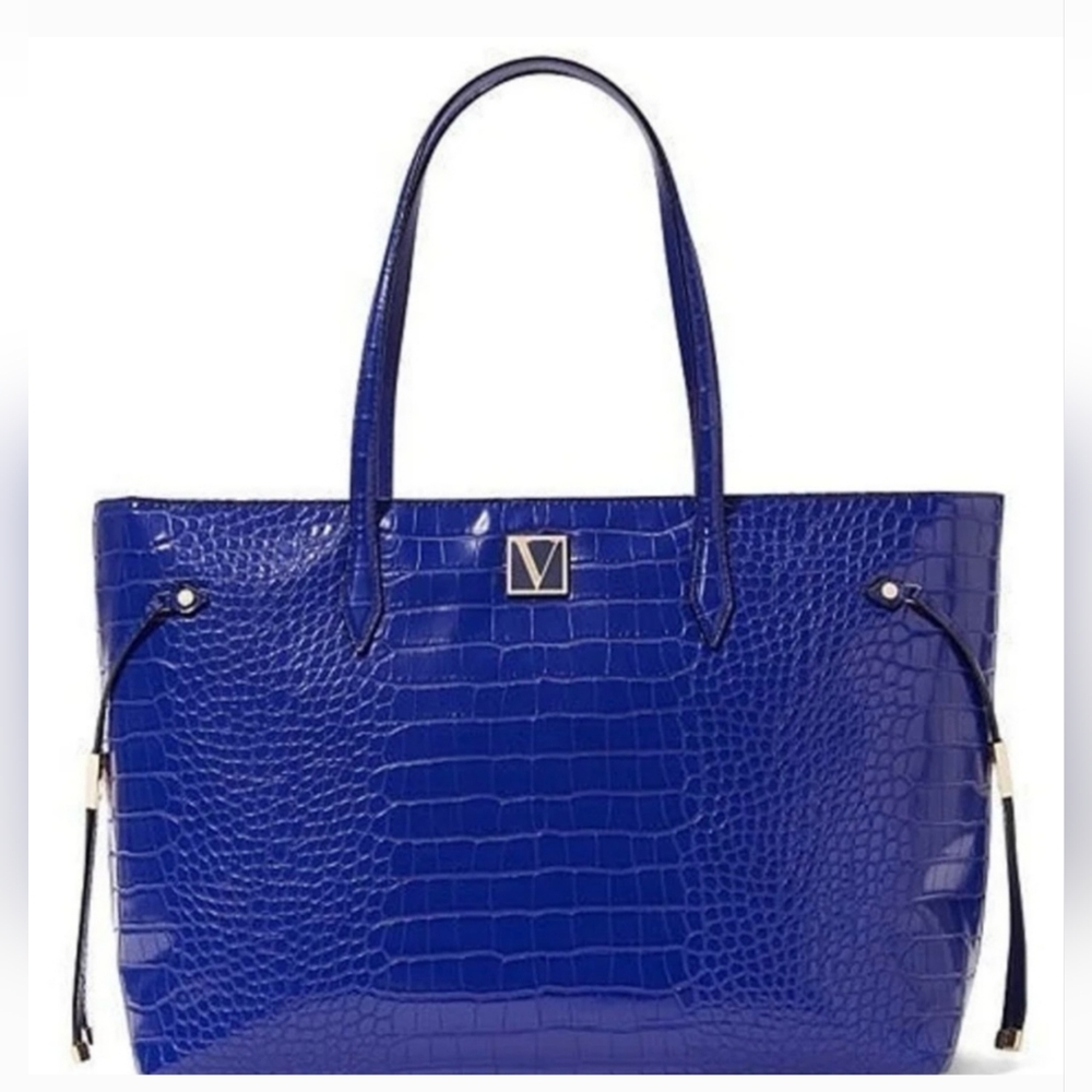 VICTORIA SECRET Carry All Sapphire Croc Tote.